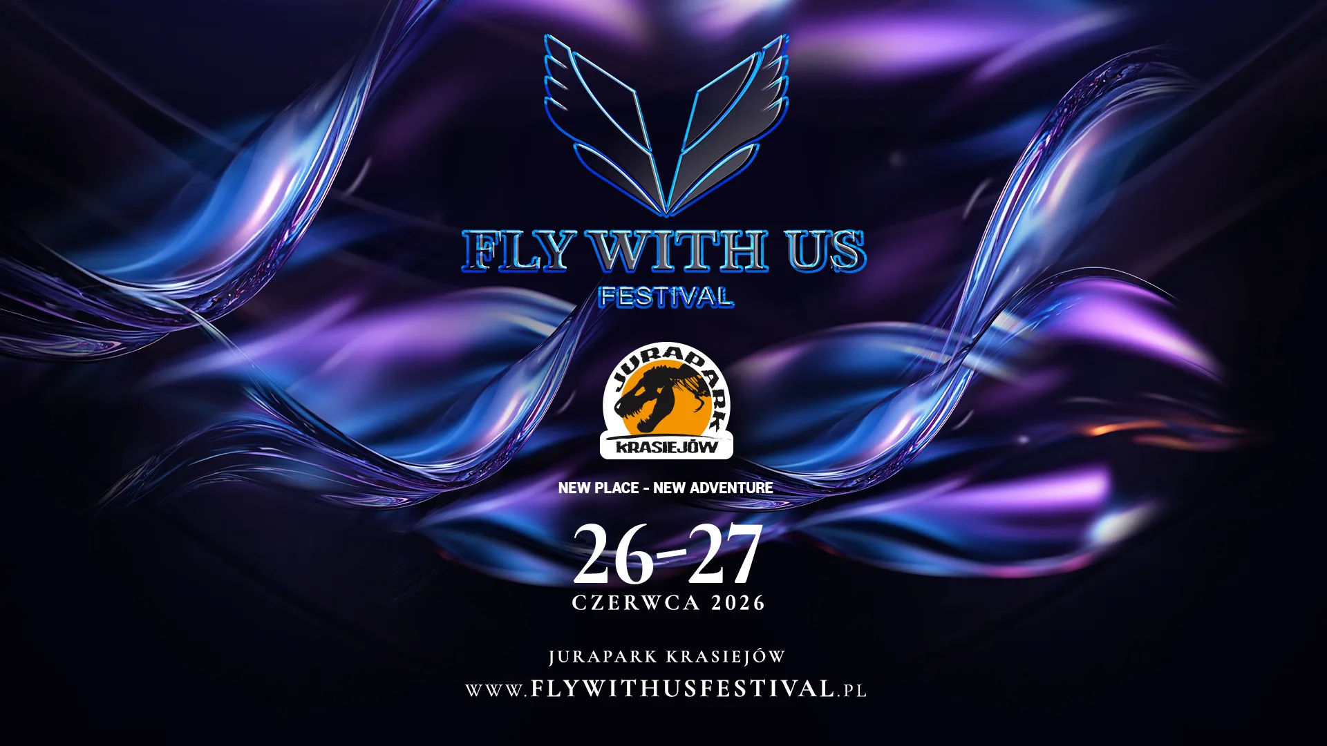 Fly With Us Festival 2026 w JuraParku Krasiejów — oficjalna grafika wydarzenia